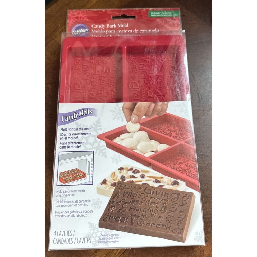 Wilton Silicone  Christmas Candy Bark Mold Rectangle Mold Trees Candy Cane